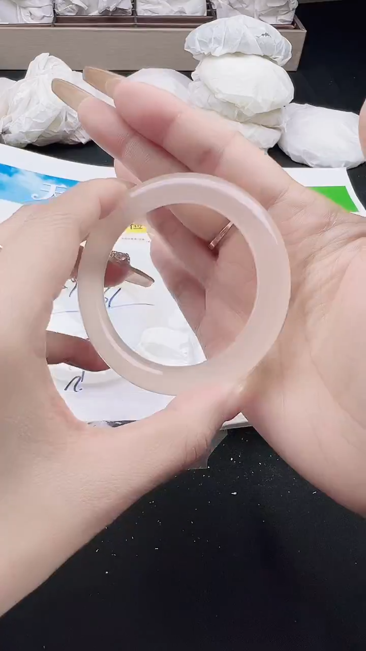 未镶嵌手镯石英质玉藕粉圈口 52 -53