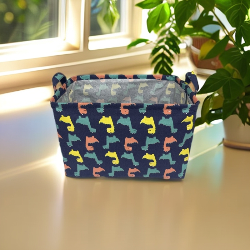 （微瑕疵）恐龙PE棉麻防水储物加厚收纳筐38*26*25(25升）