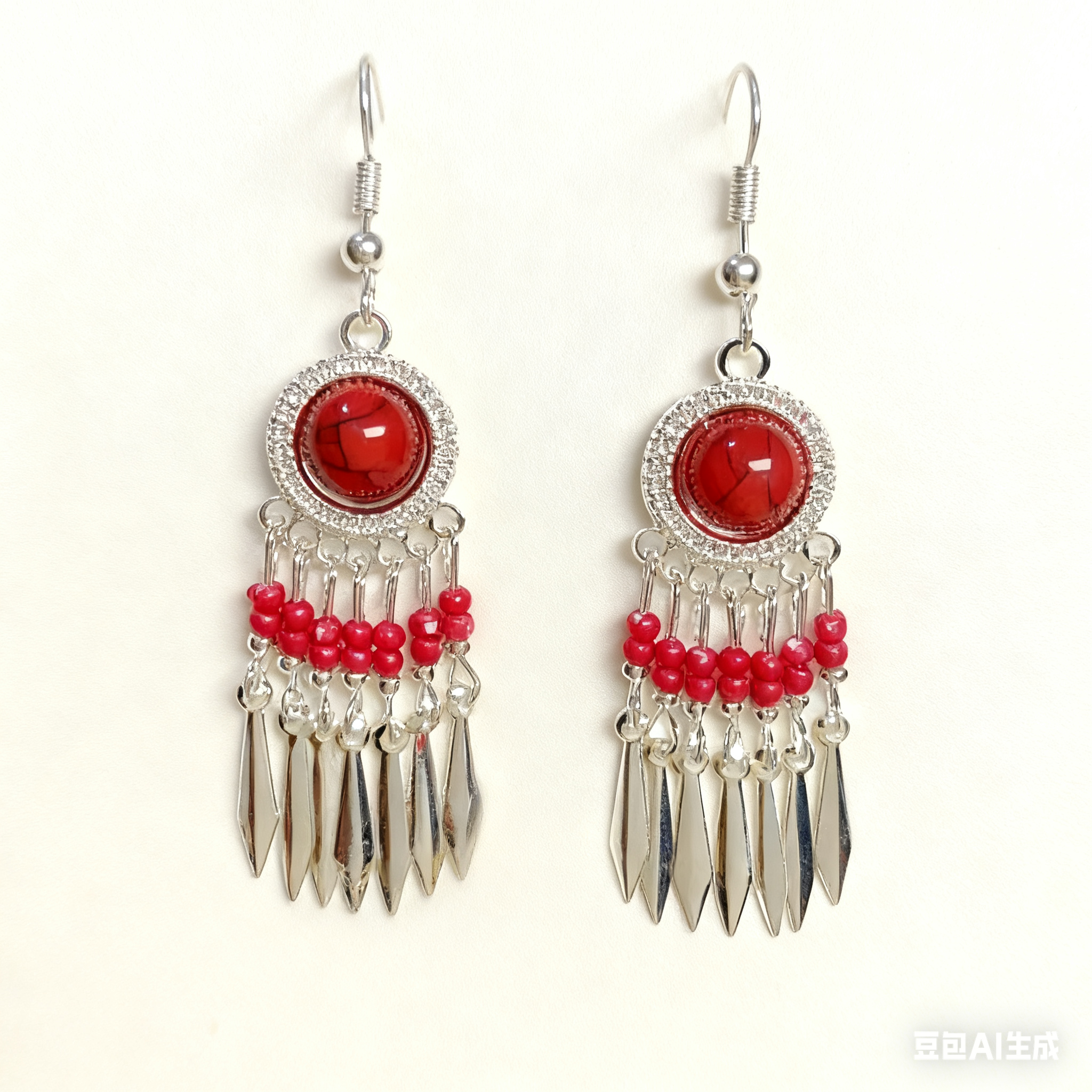 合金耳饰 波西米亚风耳环短款复古民族风树叶耳坠度假简约百搭女