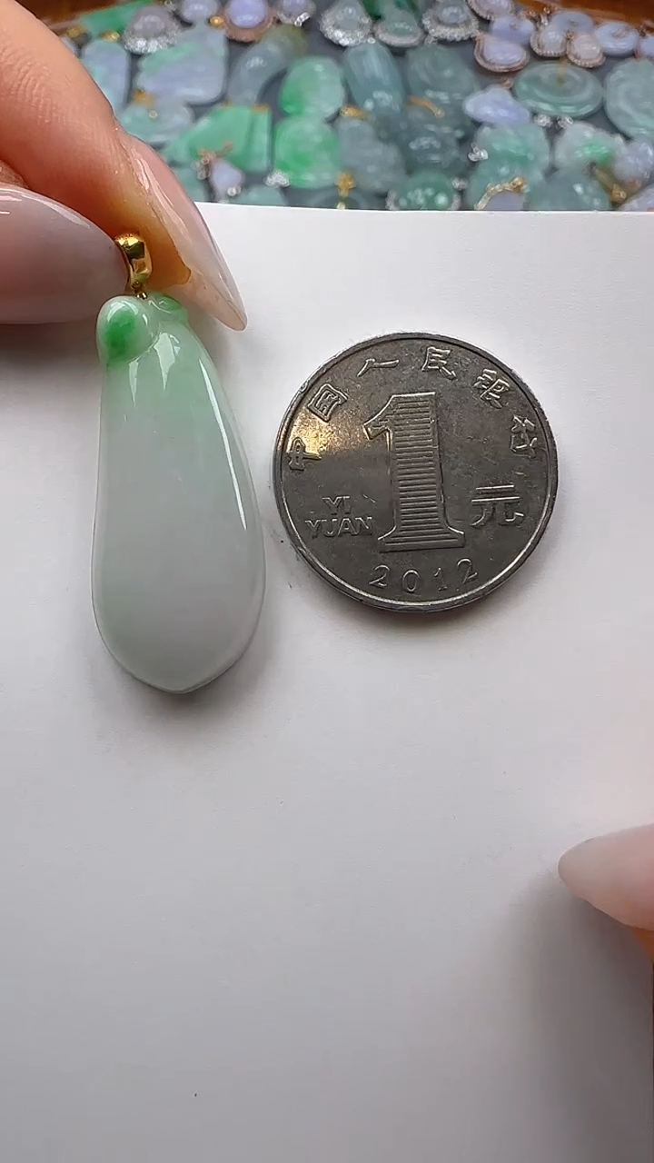 翡翠18K金镶嵌吊坠(不含链)福瓜