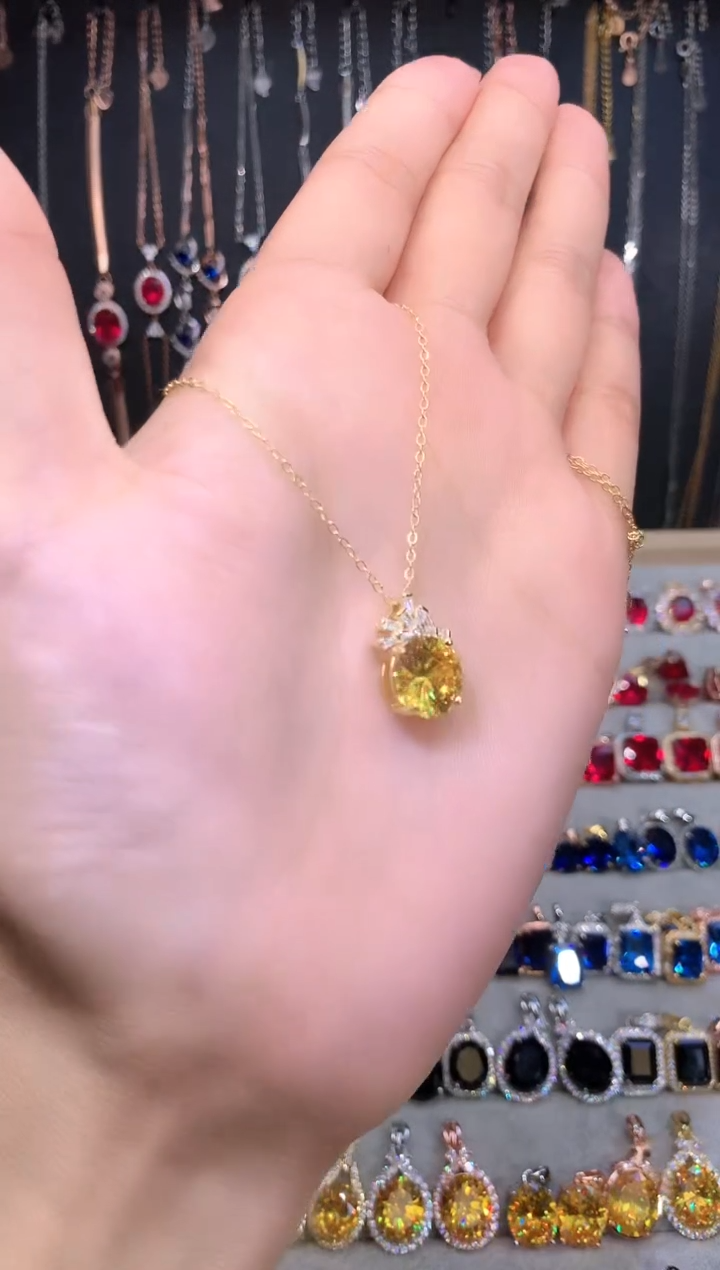银S925镶嵌吊坠(赠链)水晶10金色