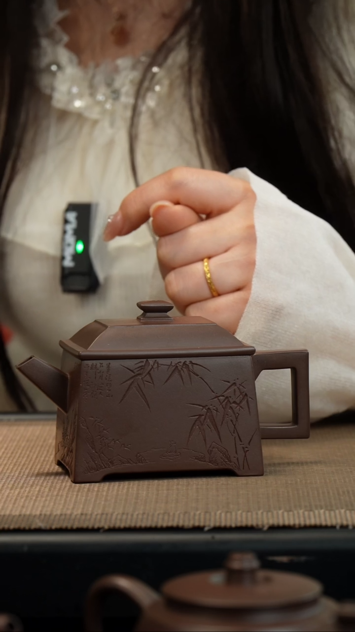 【闪购商品】紫砂茶壶老紫泥四方青云
