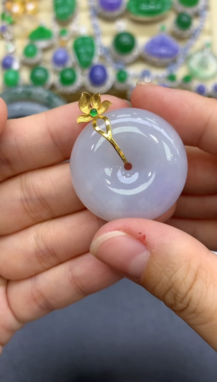 颈饰18K金镶嵌翡翠78-中国好珍宝