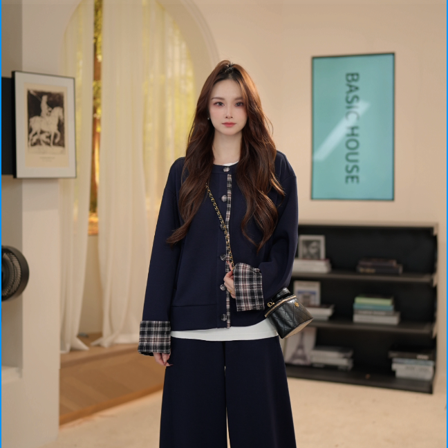 Basic House/百家好2025秋季新款设计师休闲百搭气质两件套DQE11