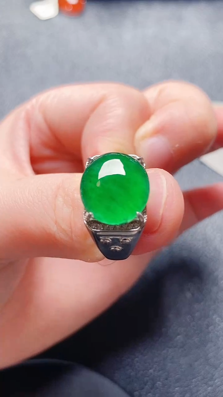 银S925镶嵌戒指翡翠111