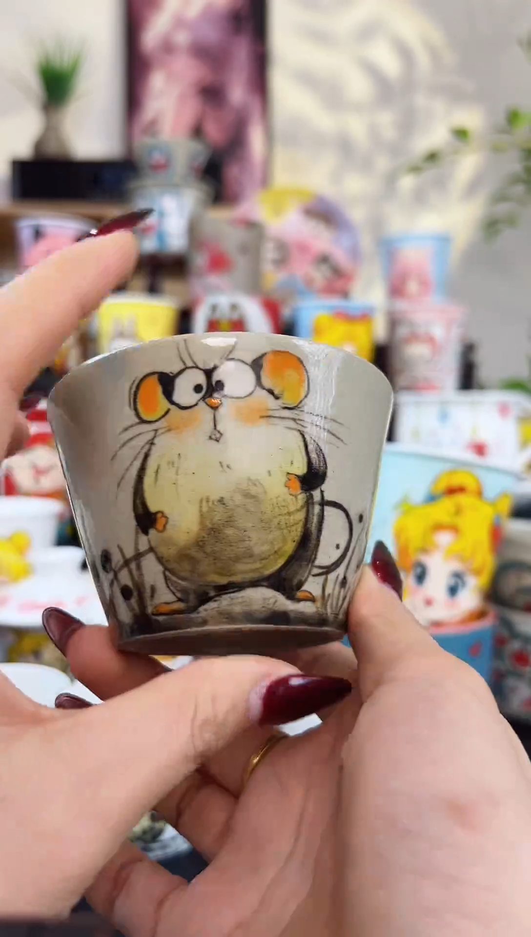 【闪购商品】摆件笙笙漫 手工手绘陶瓷杯杯