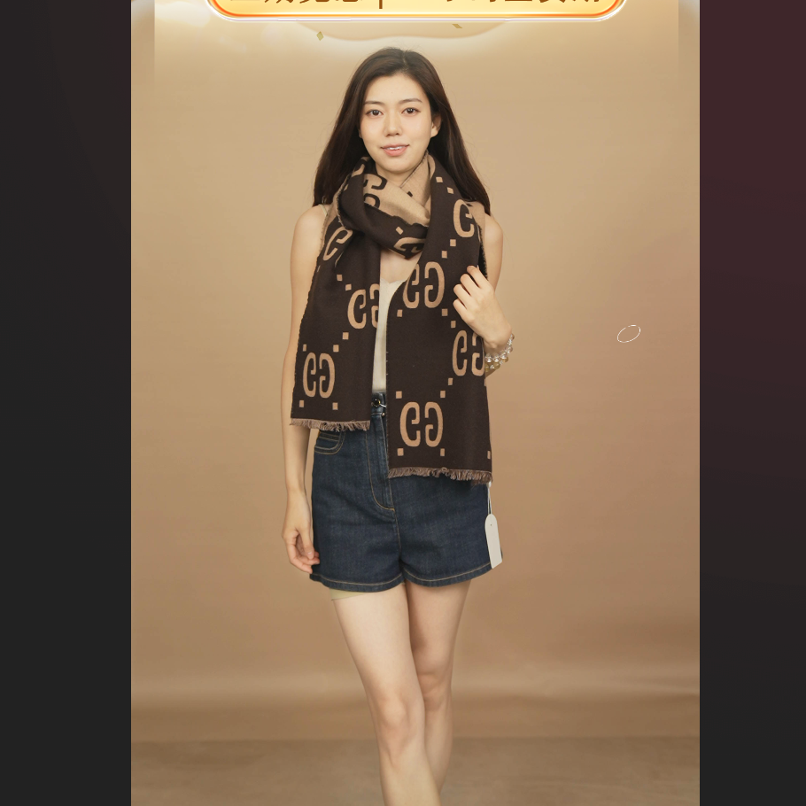 95新 GUCCI/古驰 麦殿/老花围巾棕 /250825ZXRYS04