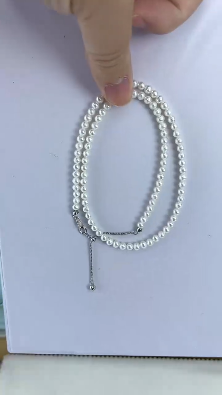 【闪购商品】淡水珍珠颈饰未镶嵌21天然极光奥白光小米珠4-5