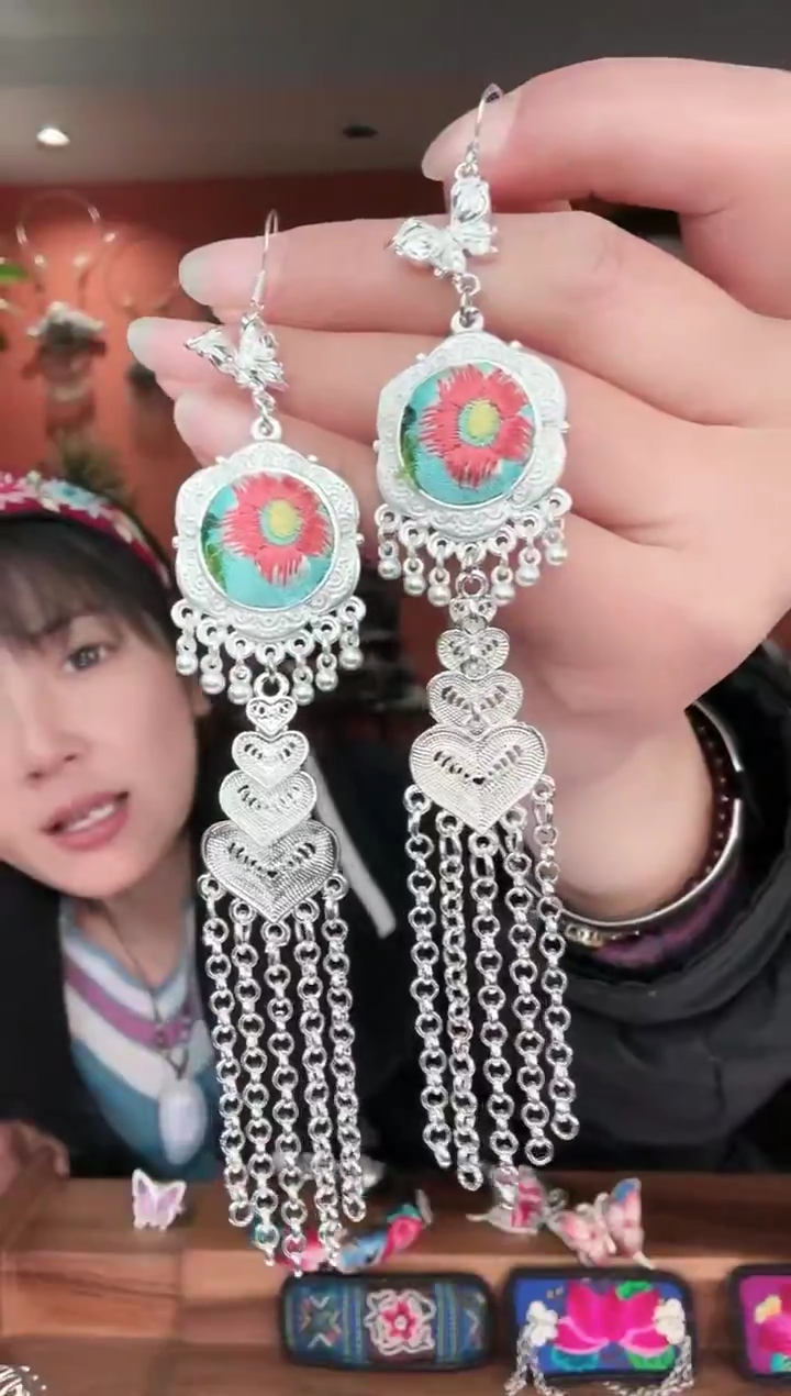 织绣手工苗绣刺绣耳环14