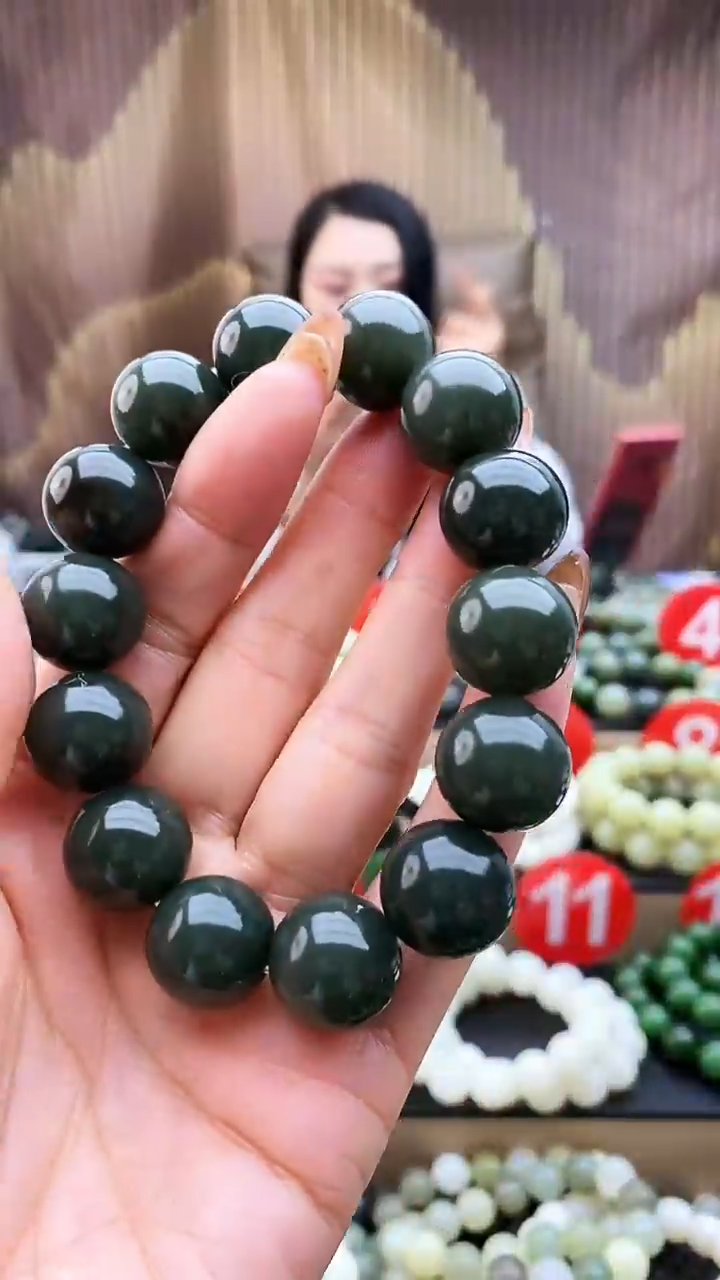 未镶嵌手串和田玉且末蓝16有包容