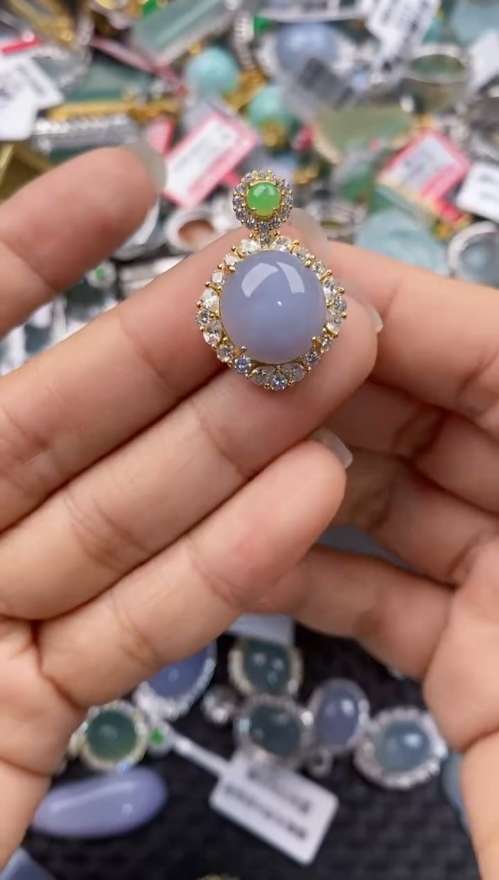 银S925镶嵌戒指翡翠555---8