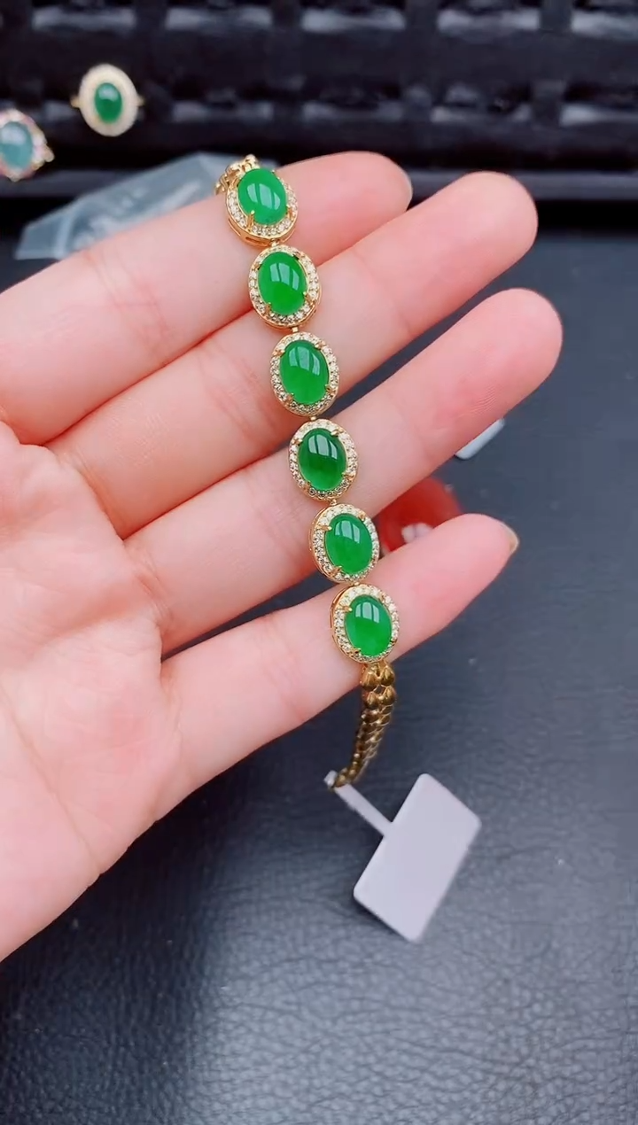 【闪购商品】翡翠手链银S925镶嵌天然a货翡翠509