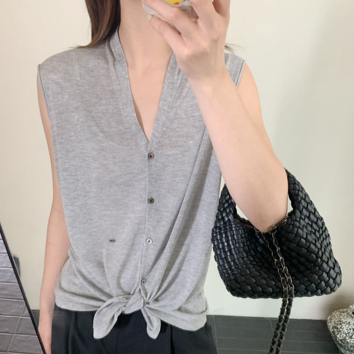 【素简.970155】夏季新款天丝亚麻大阪洋气马甲女装时尚针织衫