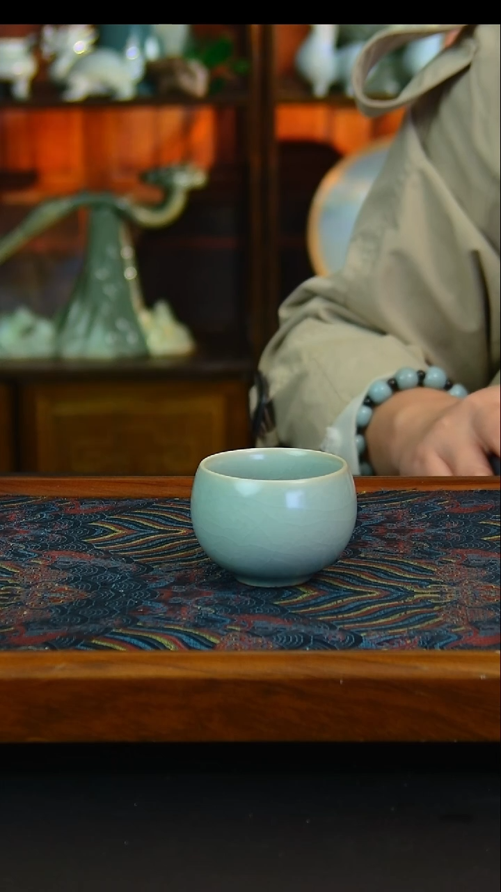 瓷片原矿汝瓷福利仿古釉小龙蛋杯