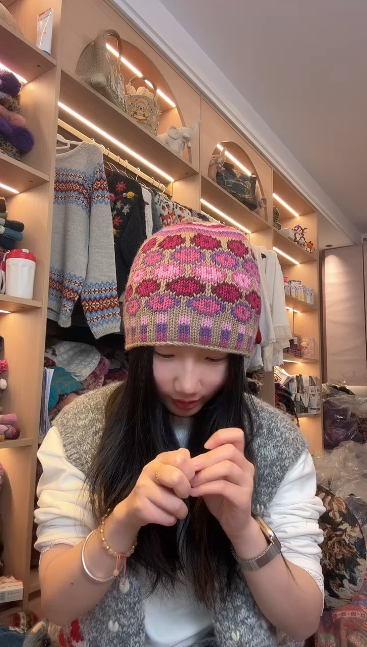 羊毛美利奴粉色水母帽