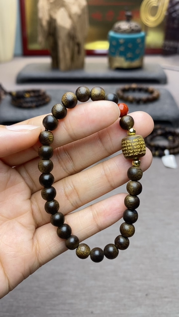 【闪购商品】沉香手串富森红土0.6+五条+配饰沉水单圈