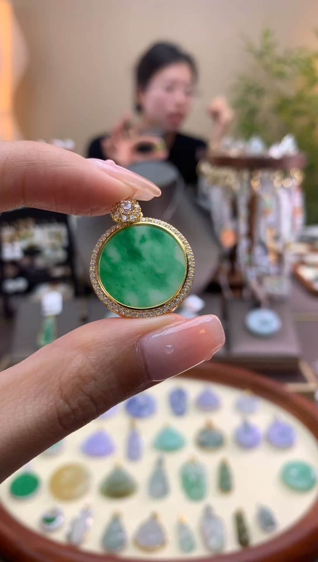 【闪购商品】翡翠颈饰银S925镶嵌平安扣