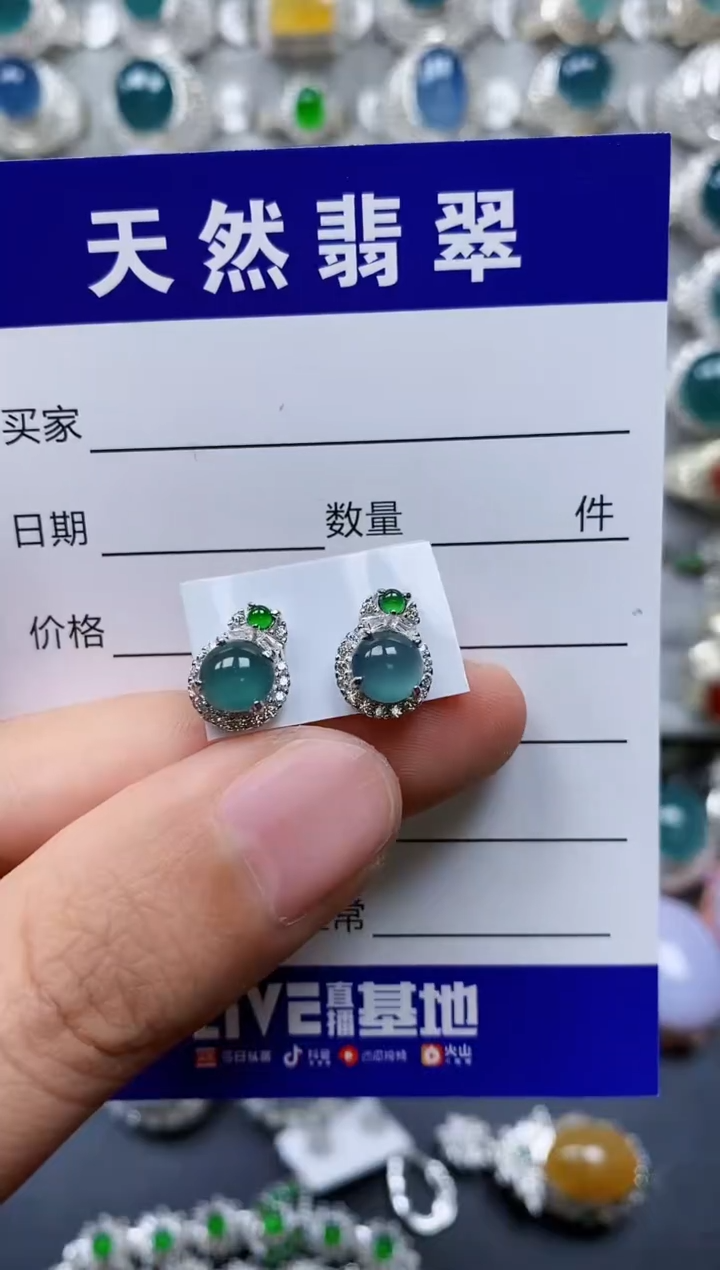 【闪购商品】翡翠耳饰银S925镶嵌0448