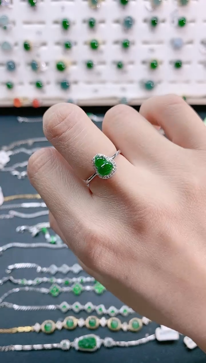【闪购商品】翡翠戒指银S925镶嵌天然翡翠