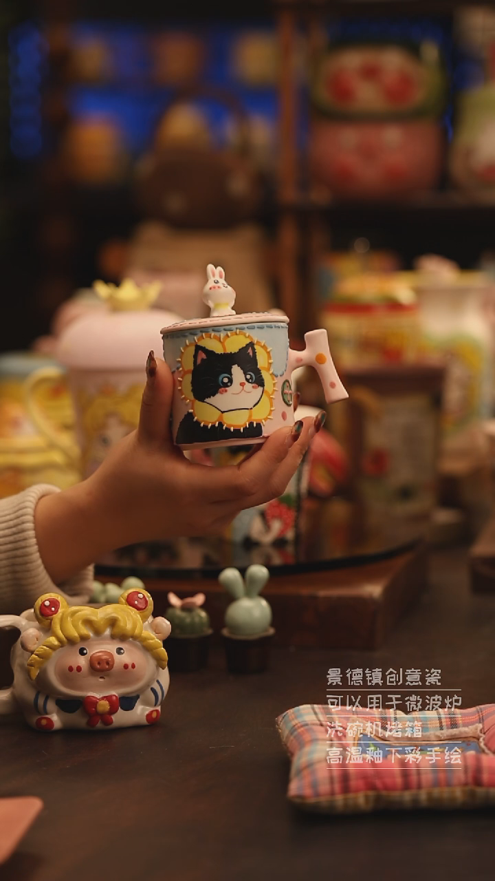 陶瓷景德镇可爱陶瓷釉下彩绘设计师款