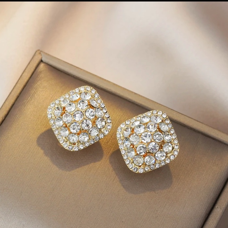 铜合金合成锆石耳饰 铜合金耳饰YF385