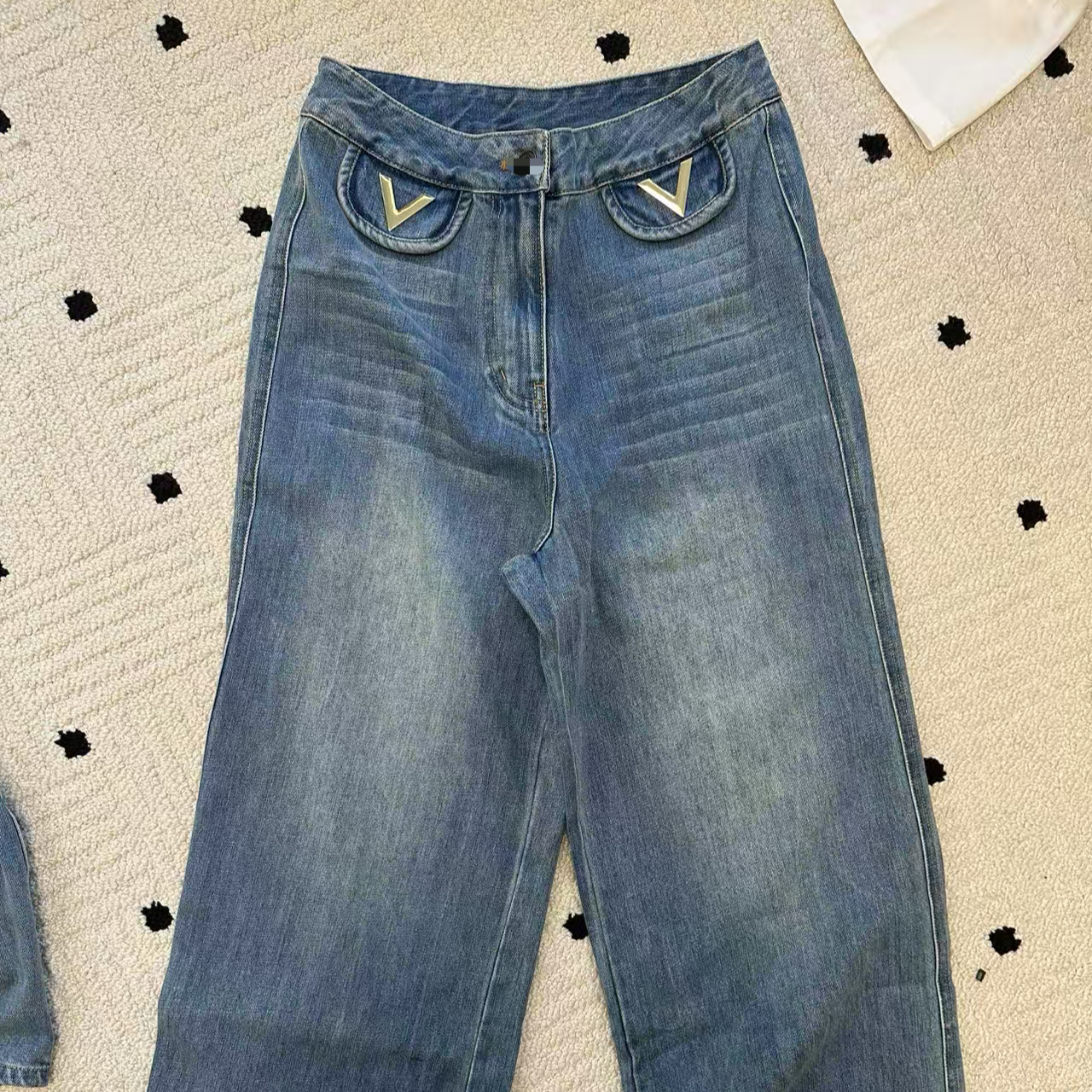 A354 蓝色直筒牛仔长裤短裤女