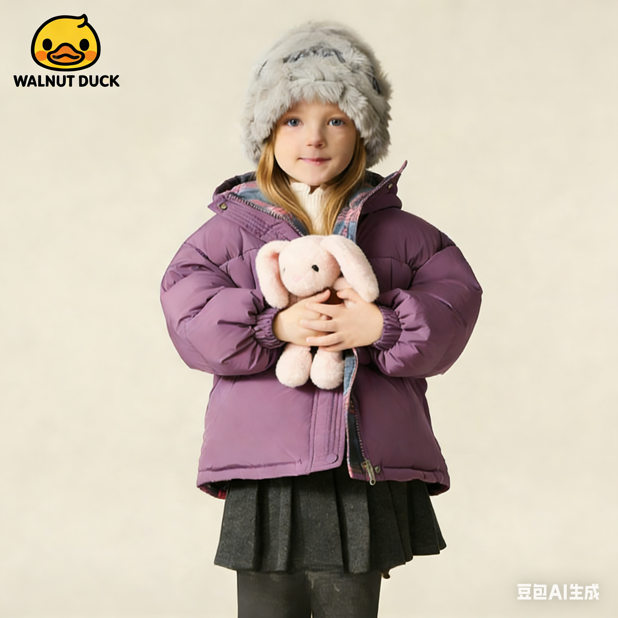 小黄鸭2025新款冬季儿童双面穿男女童加厚保暖连帽羽绒服外套