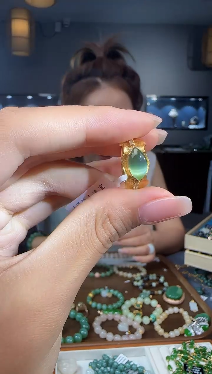 和田玉戒指银S925镶嵌1