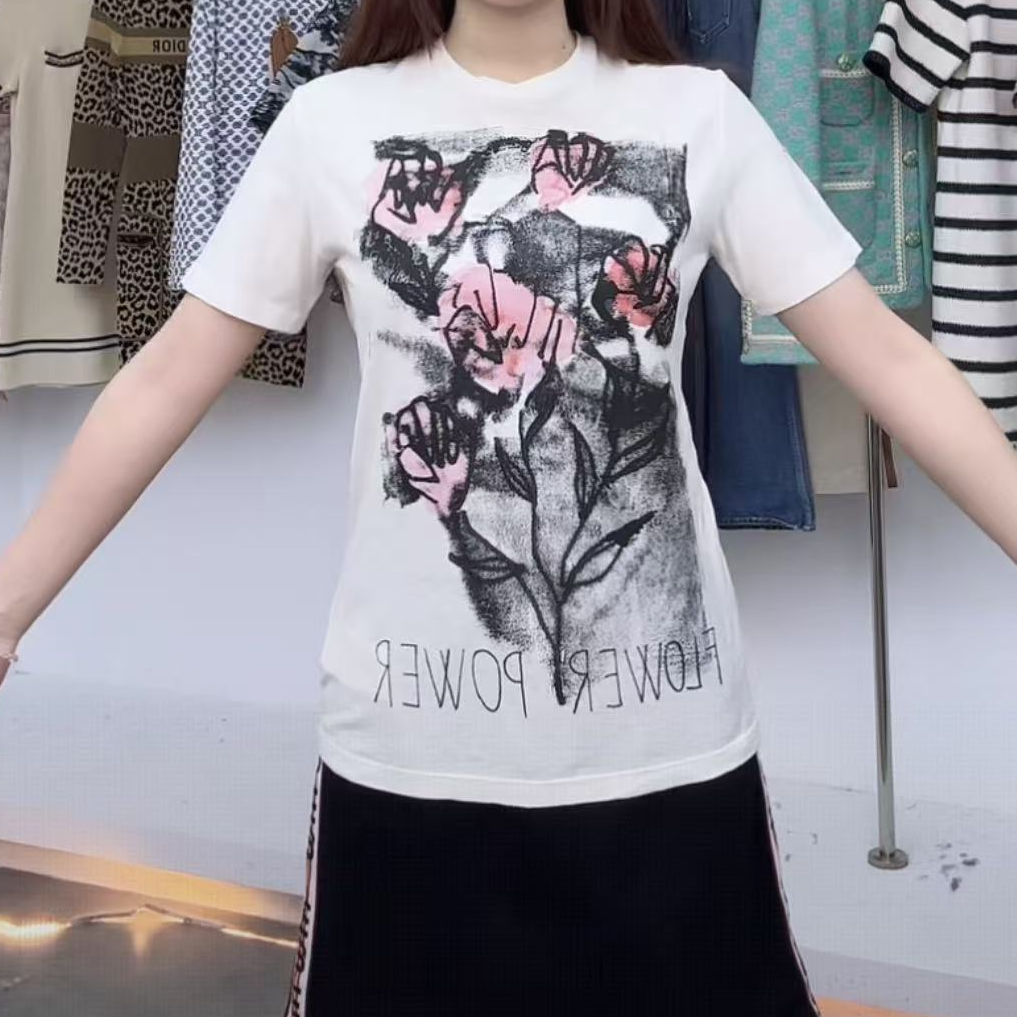 未使用 DIOR/迪奥 圆领短袖T恤 米黑/XS