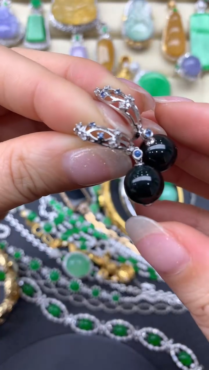 【闪购商品】翡翠耳饰18K金镶嵌379-中国好珍宝