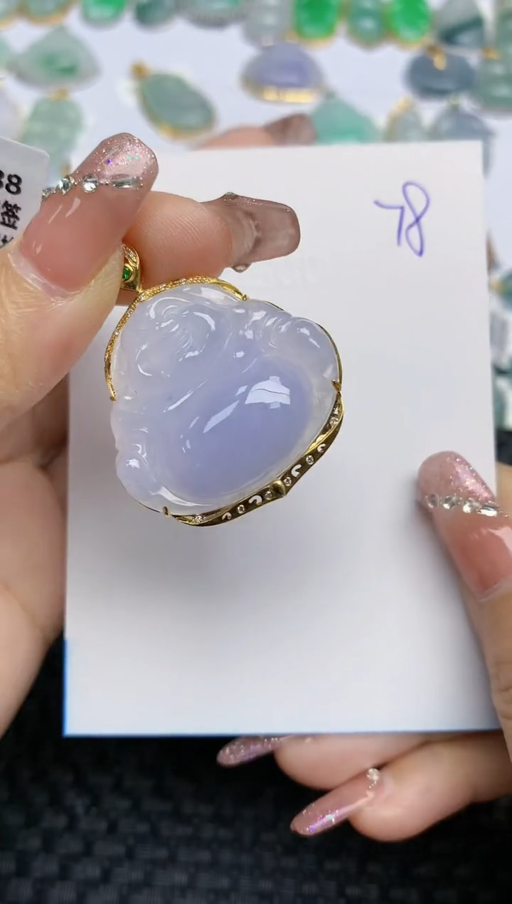 【闪购商品】翡翠颈饰18K金镶嵌天然A货翡翠 78