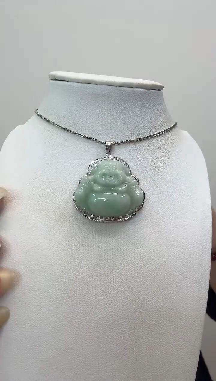 吊坠(赠链)银S925镶嵌翡翠佛公