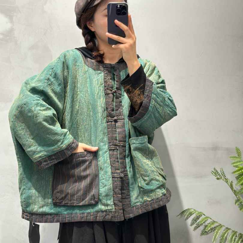 【大梅子推荐】设计款亚麻盘扣棉服YRYC5805