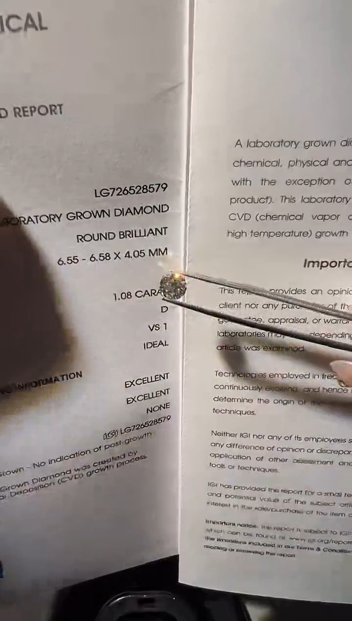 裸石实验室培育钻石逗*LG8579 1.08ct