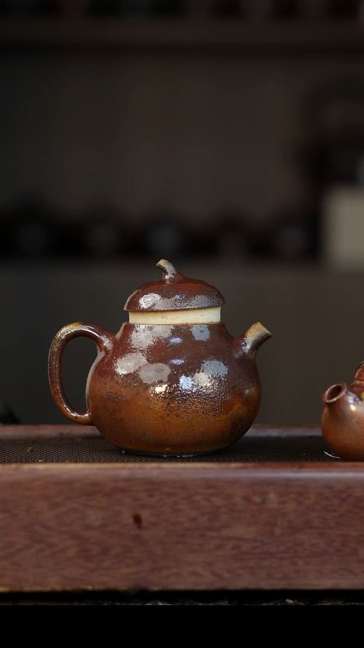 茶壶紫砂柴烧紫砂 天青茄瓜160cc