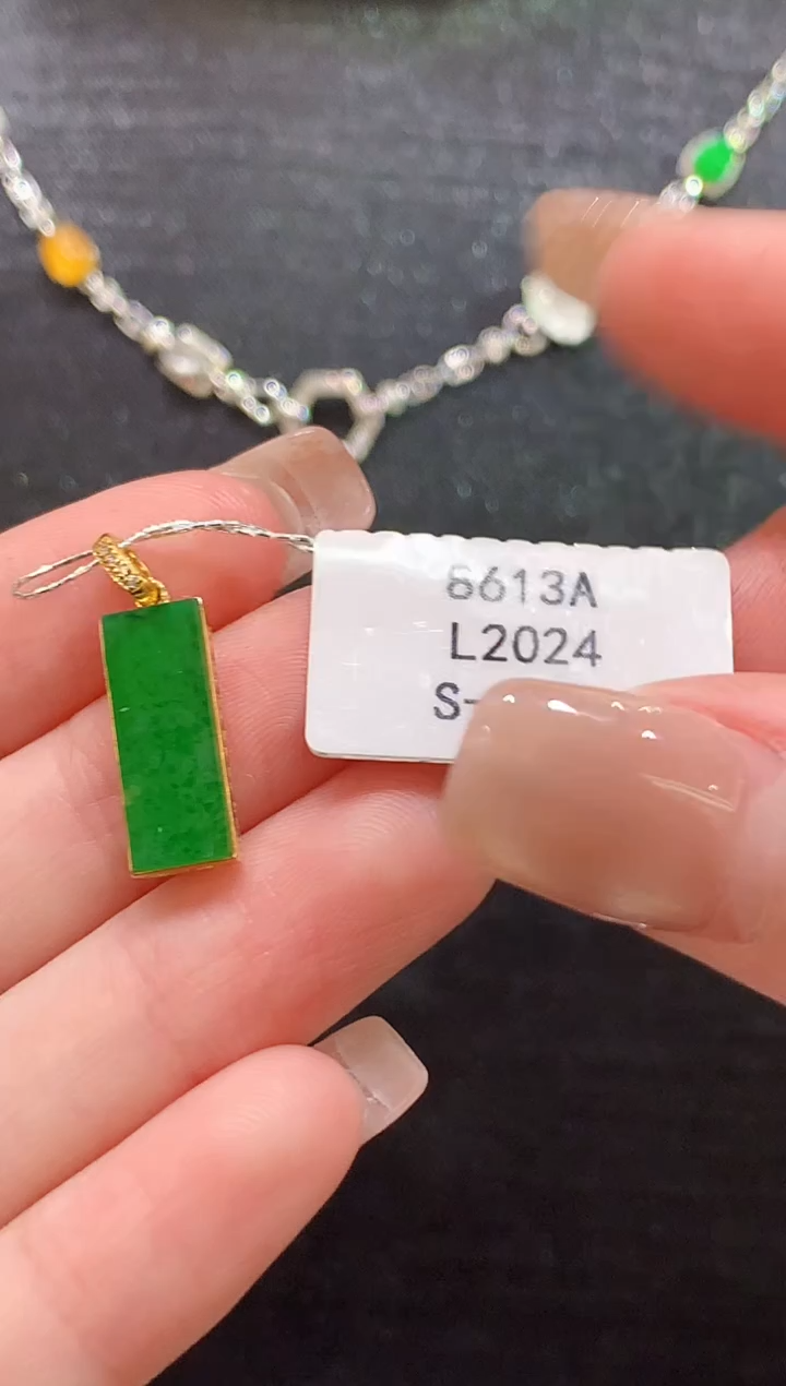 吊坠(不含链)18K金镶嵌翡翠L2024多样性发其一
