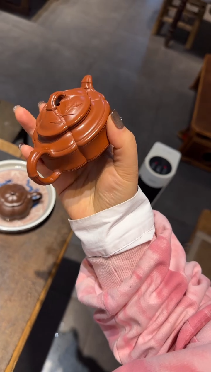 【闪购商品】紫砂茶壶海棠腰圆双线竹鼓