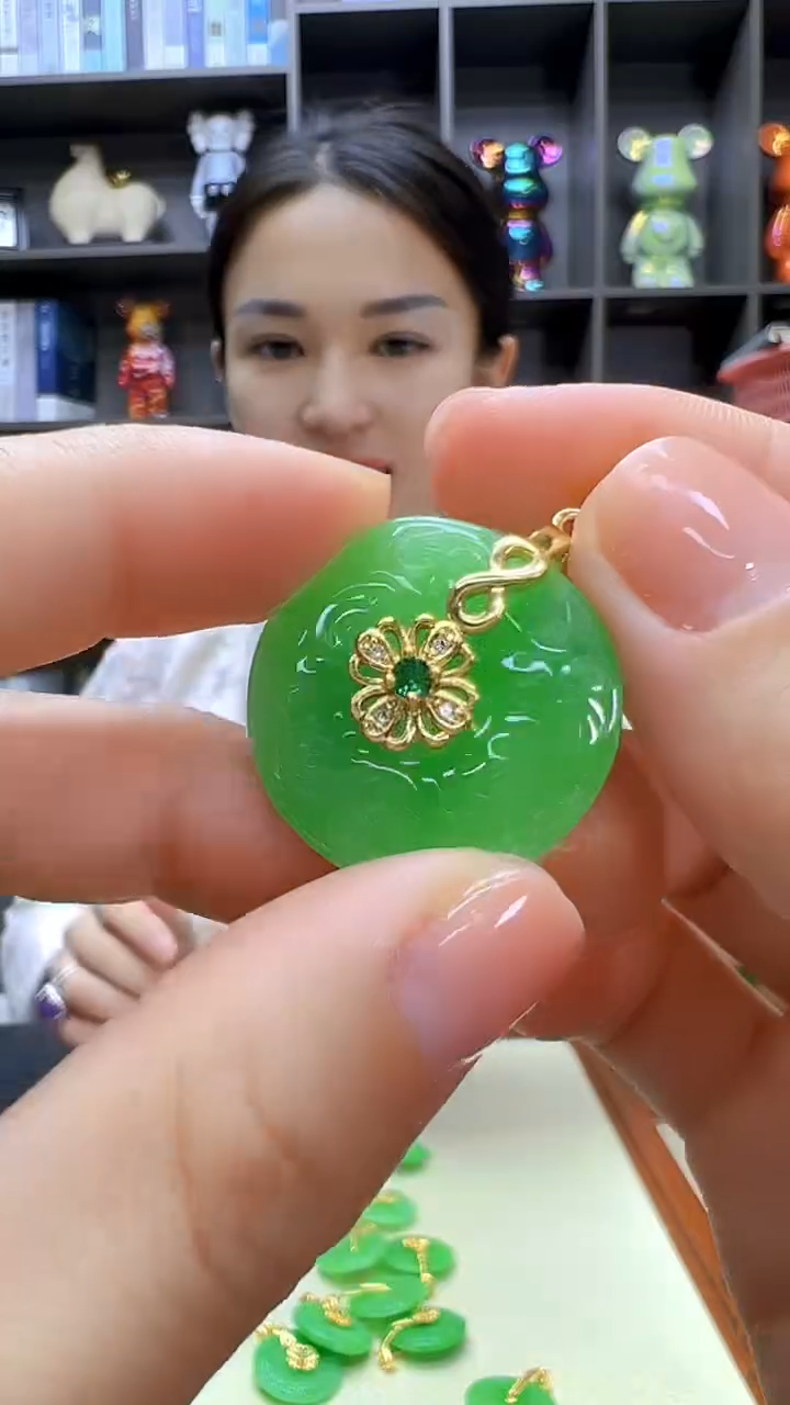 翡翠14K金镶嵌颈饰丹丹diy劲饰