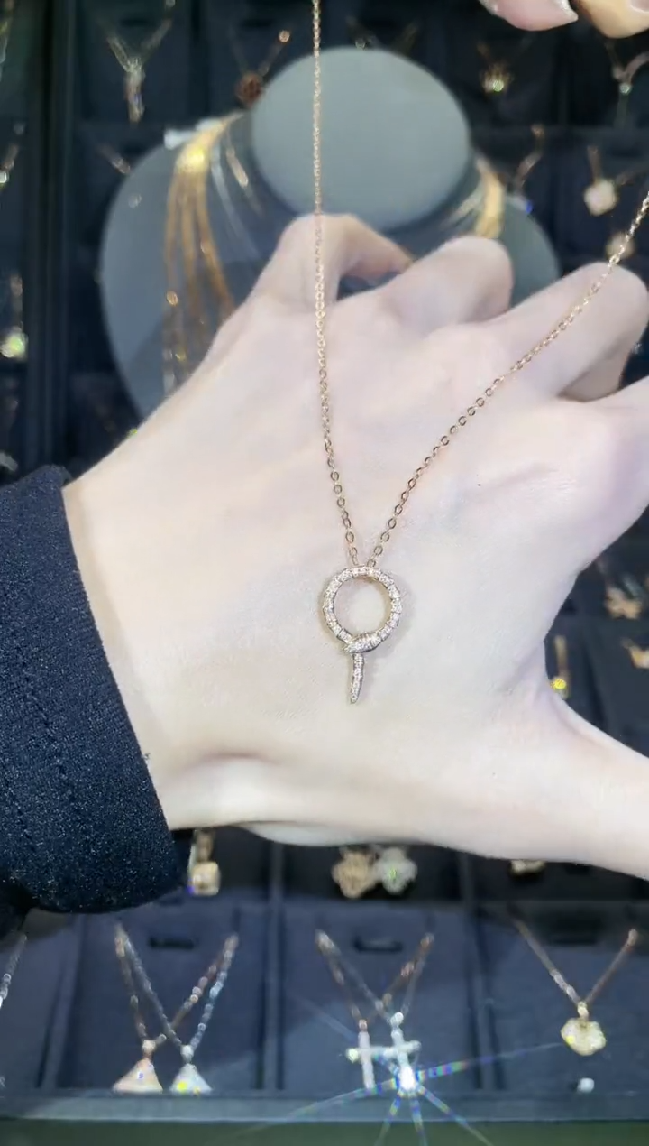 【闪购商品】钻石套链18K金镶嵌18K金玫  多人 灵蛇