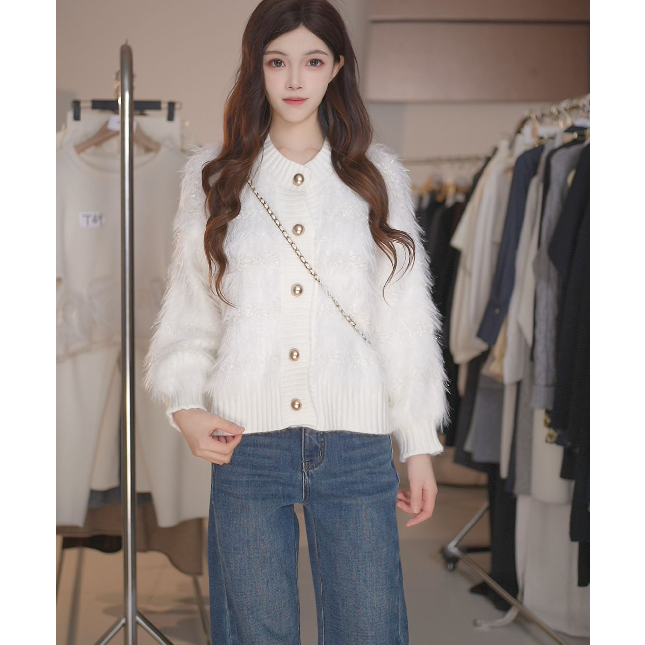 BasicHouse百家好秋冬百搭时尚圆领花朵针织毛衣B1385B5E2J2