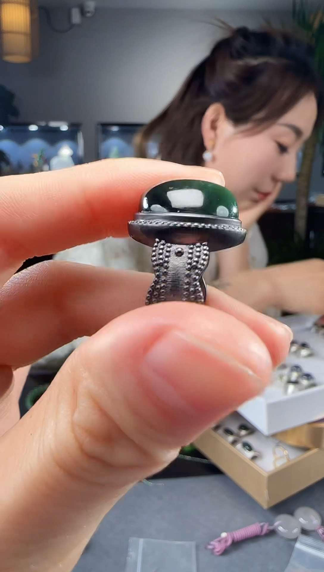 【闪购商品】和田玉戒指银S925镶嵌1