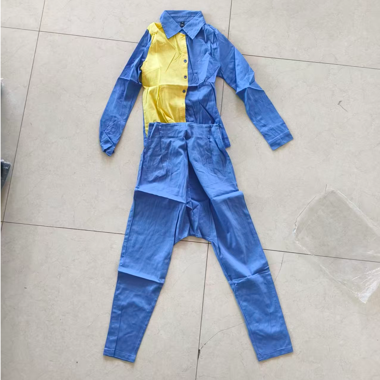 潮流款欧姐家蓝黄套装