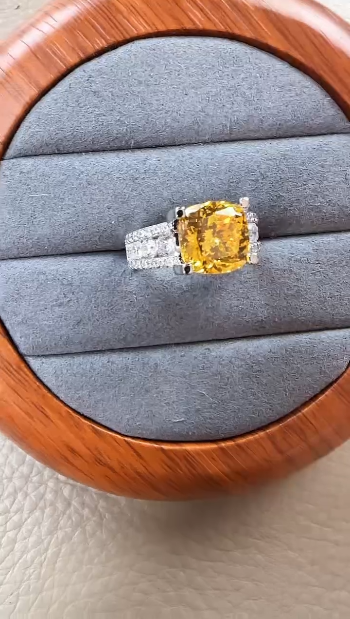 主播定制链接 黄色方形戒指 定制圈口