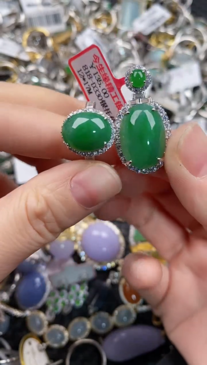 银S925镶嵌戒指翡翠10            7