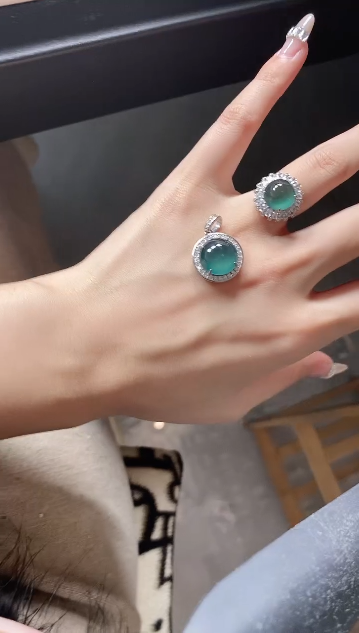 银S925镶嵌戒指翡翠51511