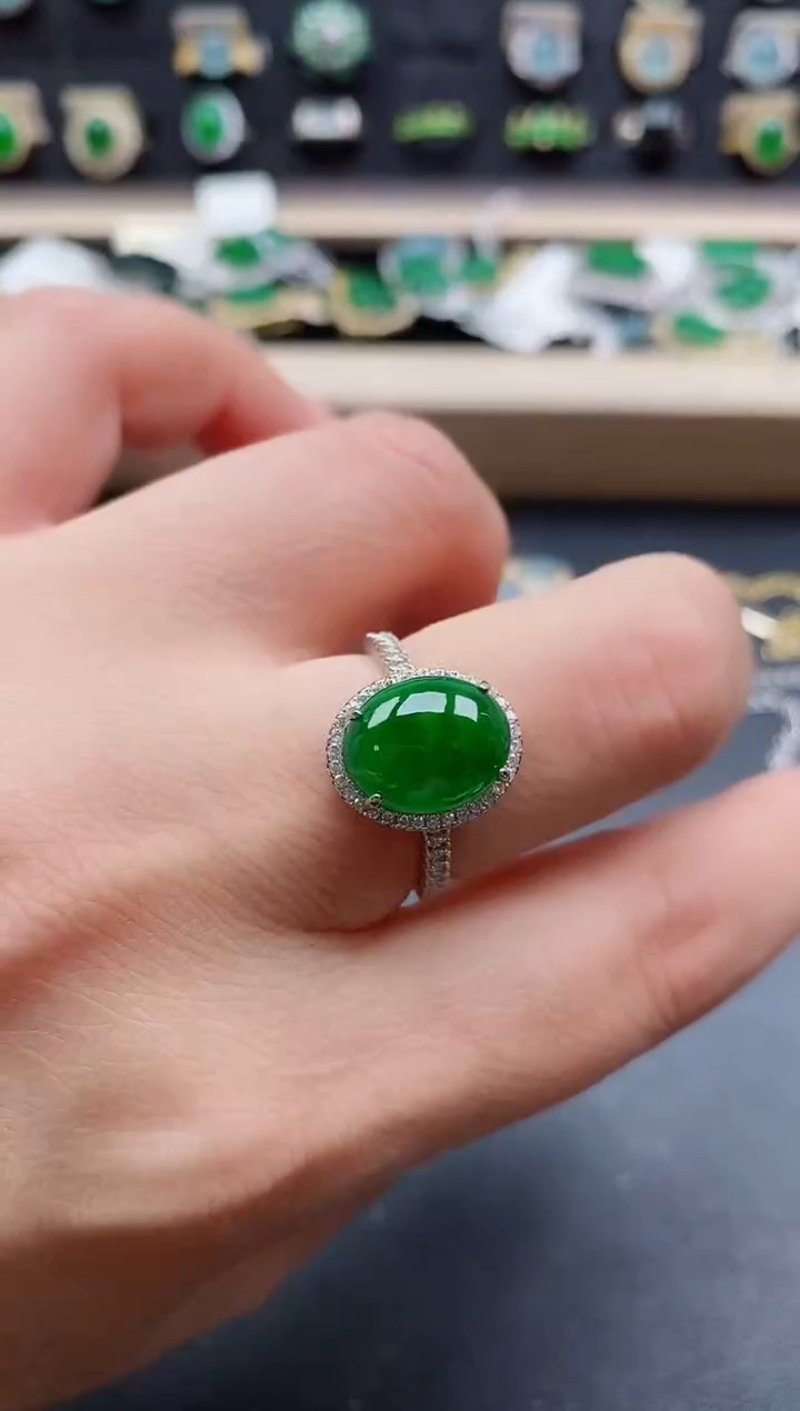 银S925镶嵌戒指翡翠1