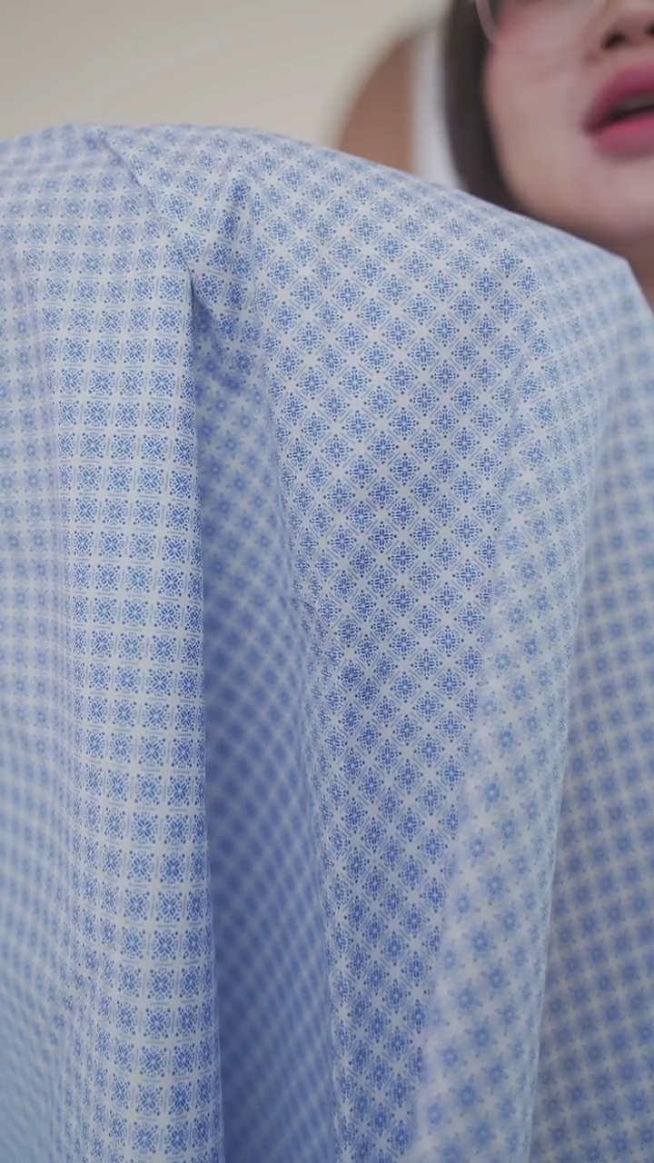 棉1.8米RATTI 棉质 蓝白小花印花清新感衬衫连衣裙布料宽150CM