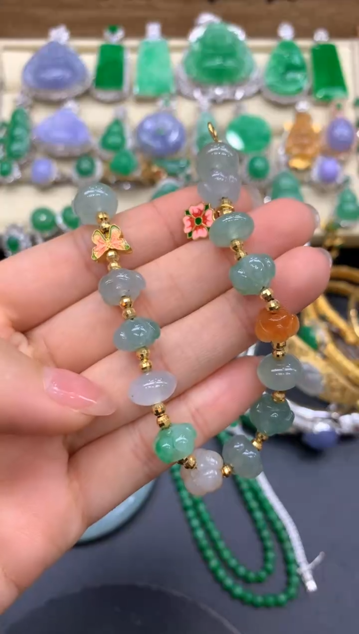 【闪购商品】翡翠手链18K金镶嵌492-中国好珍宝