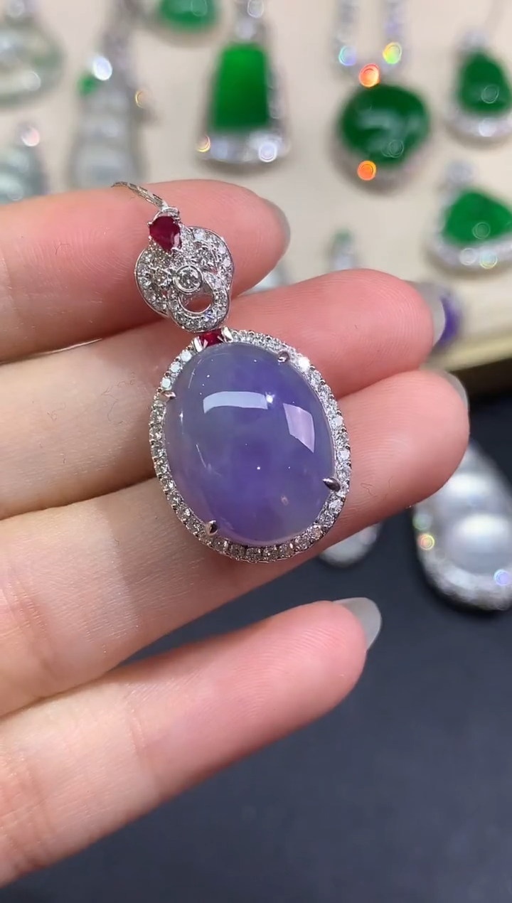 吊坠(不含链)18K金镶嵌翡翠吊坠(不含链)|23800