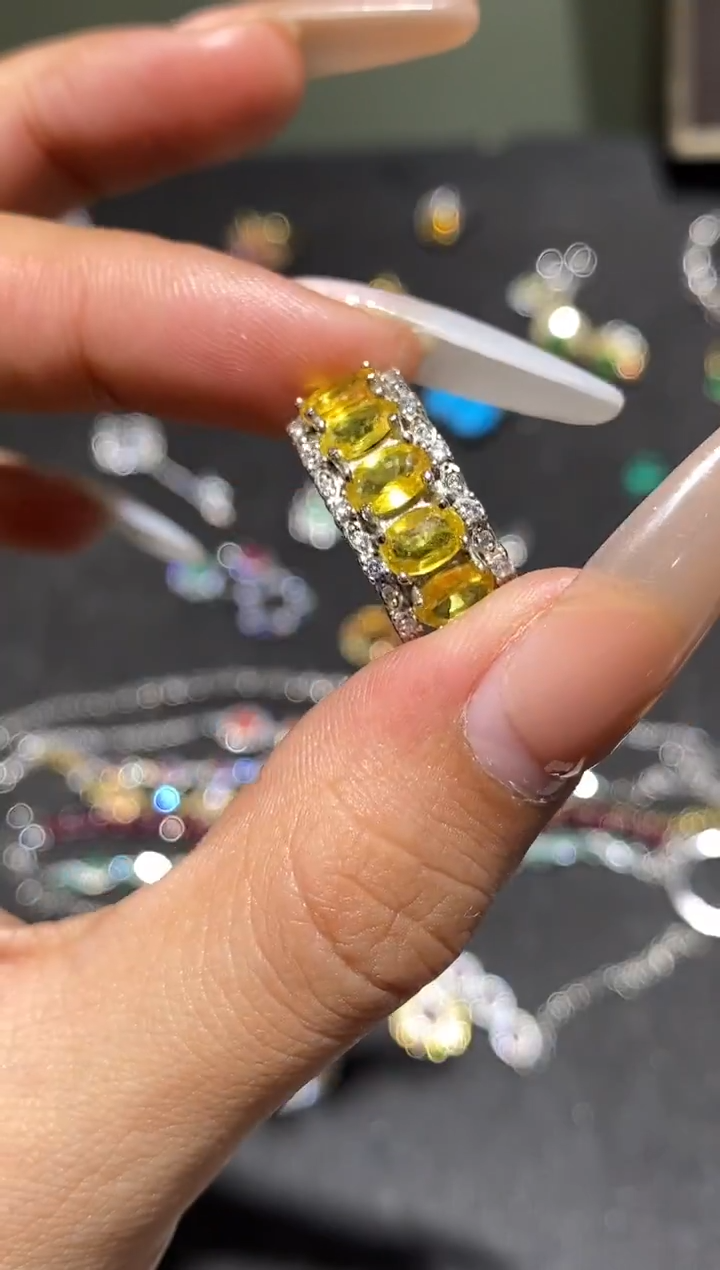 戒指蓝宝石银S925镶嵌戒指